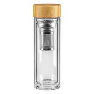 Double wall bottle with bamboo lid, 420 ml